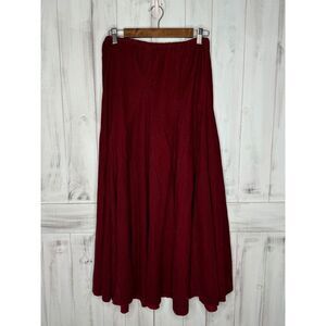 FREE PEOPLE X CP SHADES LILY ELASTIC MAROON BABY CORD CORDUROY MAXI SKIRT‎ XS